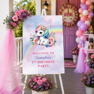 Poster Licorne Enchantée Anniversaire Fille Magique Paste
