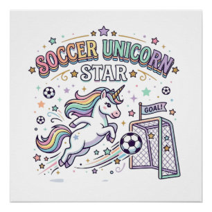 Poster Licorne Football Licorne Étoile Drôle Conception V