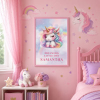 Licorne Magique au Passé Enchanté et Pastel Affich