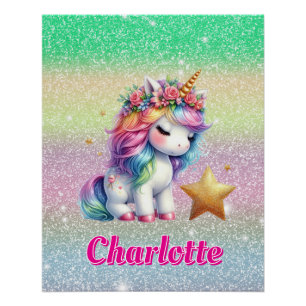 Poster Licorne magique étoile scintillante 