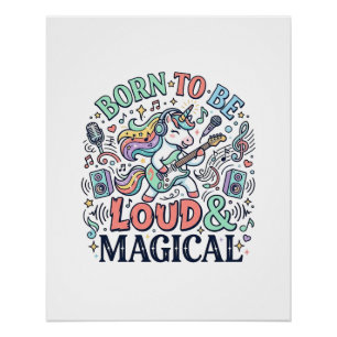 Poster Licorne née pour être forte et magique Blanc Origi