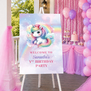 Poster Licorne Pailletée Pastel Fille Magique Anniversair