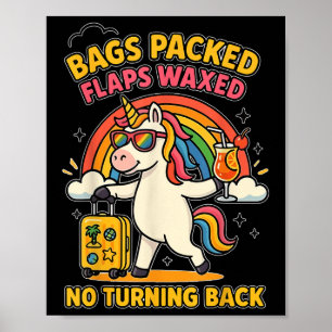 Poster Licorne Vacances Inappropriées Drôle Bagages Prêts