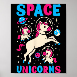 Poster Licornes de l'espace astronaute Licorne mignonne A