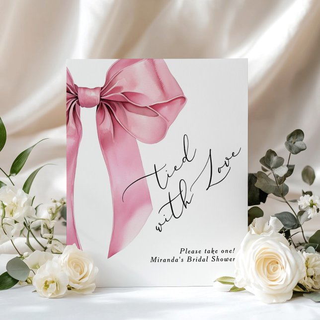 Poster Lié à l'amour rose Bow Faveurs Fête des mariées (Créateur téléchargé)