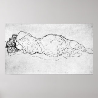 Poster Liegende, figure arrière de Gustav Klimt