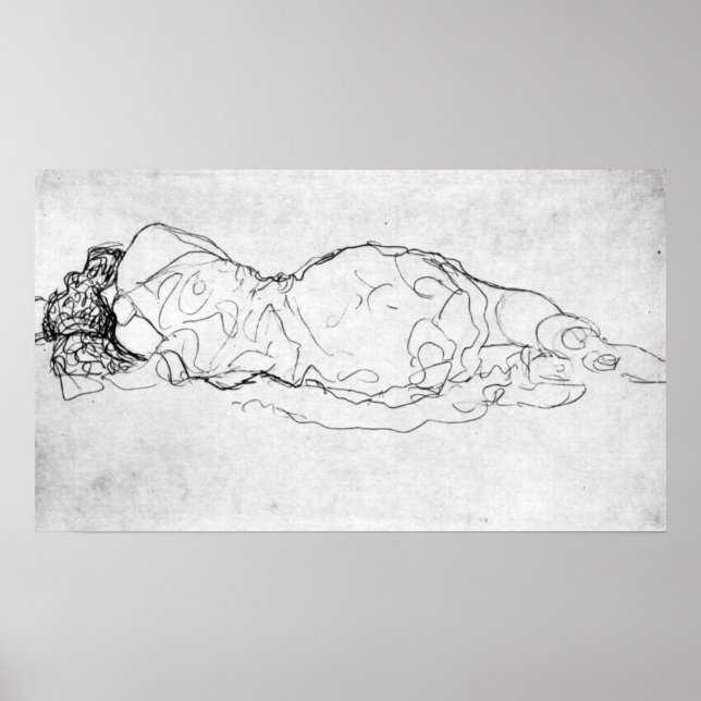 Poster Liegende, figure arrière de Gustav Klimt (Devant)