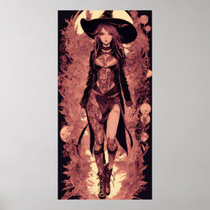 Póster Lienzo vintage art digital magic dark girl Poster