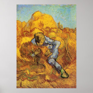 Poster Lieuse de gerbes (d'après Millet) par Vincent van 