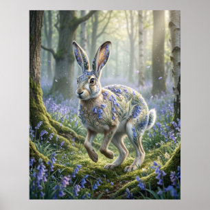 Poster Lièvre à clochettes Brume de printemps
