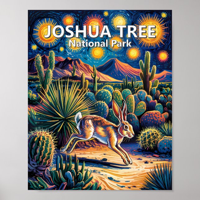 Poster Lièvre de Joshua Tree Van Gogh Désert (Devant)