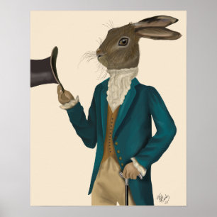 Poster Lièvres dans le manteau de turquoise