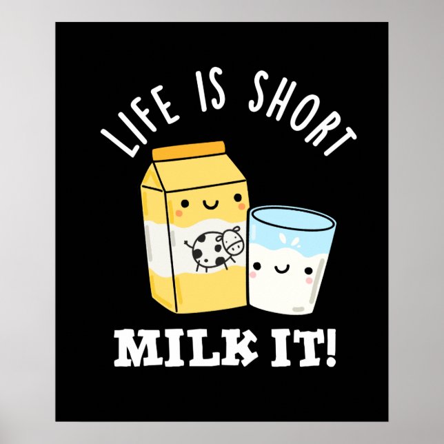Poster LIfe Est Lait Court Il Drôle Boire Pun Sombre BG (Devant)