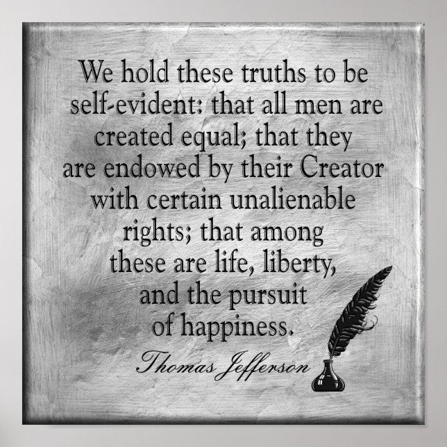 Poster Life Liberty Happiness — Citation de Jefferson - i (Devant)