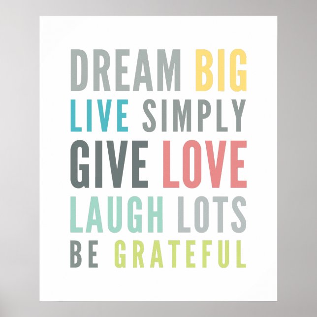 Poster LIFE MANTRA CITER la typographie positive couleur  (Devant)