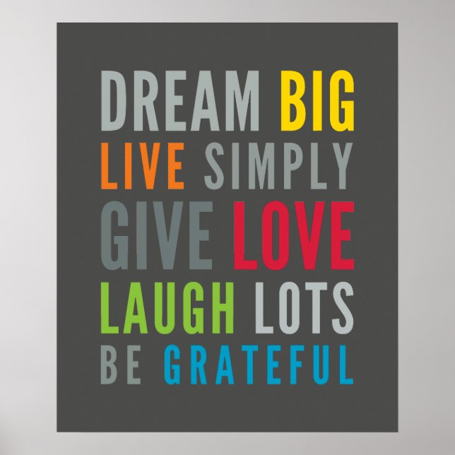 Poster LIFE MANTRA positive typographie cool couleurs viv (Devant)