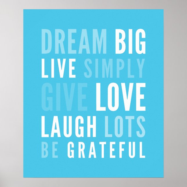 Poster LIFE MANTRA positive typographie moderne aqua bleu (Devant)