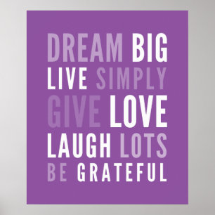 Poster LIFE MANTRA positive typographie moderne violet
