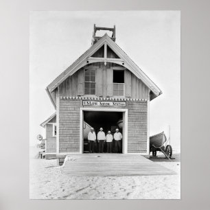 Poster Life Saving Station, 1902. Vintage Photo