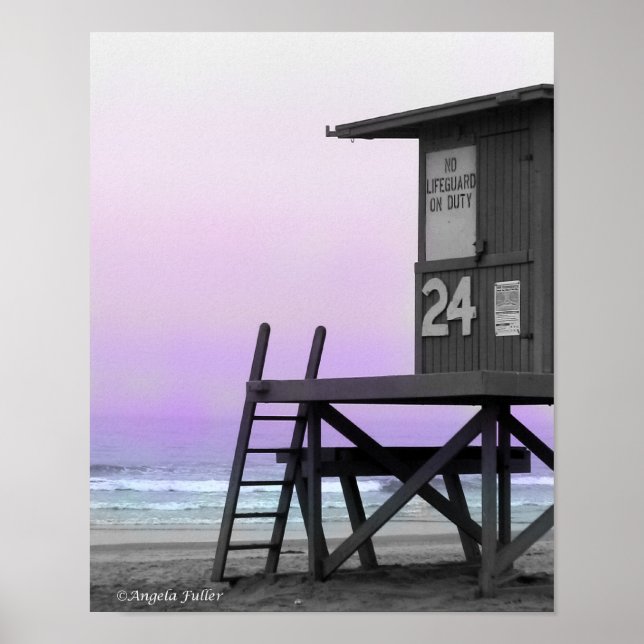 Poster Lifeguard Tower Newport Beach Imprimer (Devant)