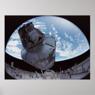 Poster Lifting Unity Module from Shuttle Endeavour