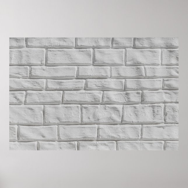 Poster Light gray or white brick wall surface texture bac (Devant)