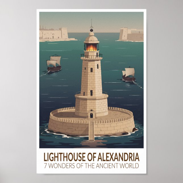 Poster Lighthouse of Alexandria 7 Wonders of the World (Devant)
