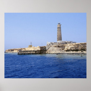 Poster Lighthouse on Brother Islands, Red Sea, Egypt