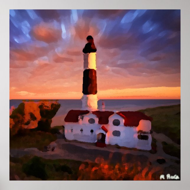 Poster Lighthouse sunrise (Devant)