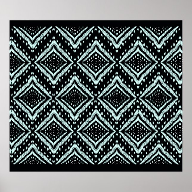 Poster Ligne Abstraite, Belle, motif sans soudure Ikat, B (Devant)