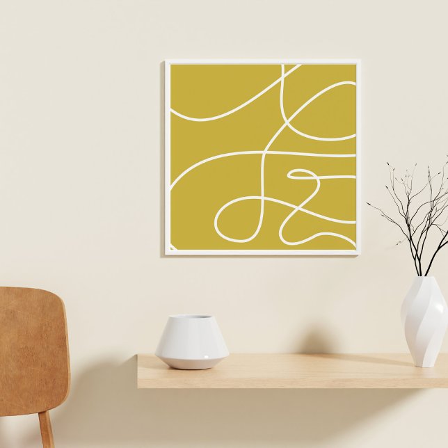 Poster Ligne Abstraite contemporaine Art Boho Mustard Jau (Créateur téléchargé)