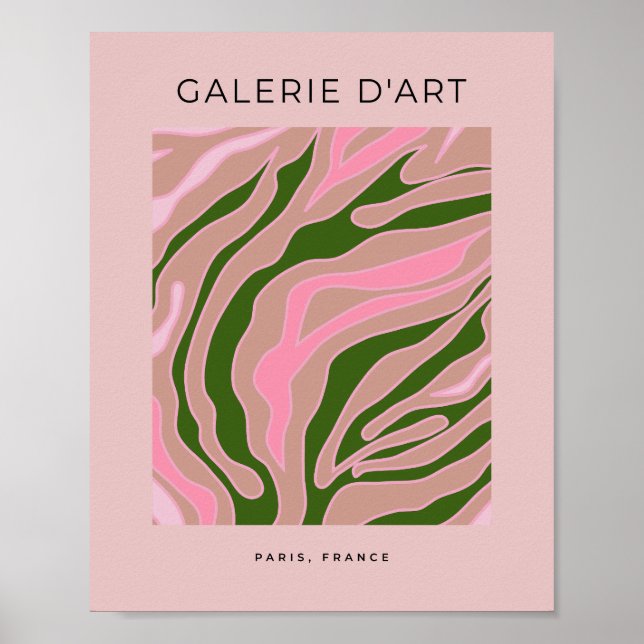 Poster Ligne Abstraite Rose Et Vert (Devant)