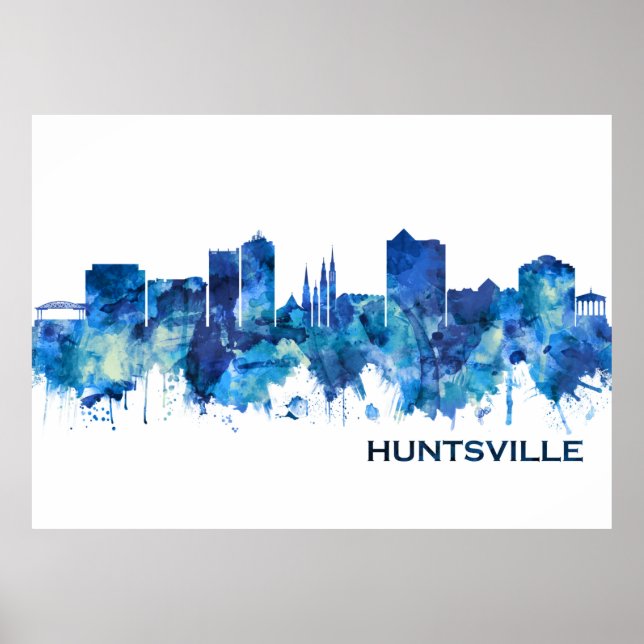 Poster Ligne aérienne bleue Huntsville Alabama (Devant)