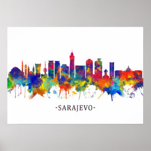 Poster Ligne aérienne de Sarajevo en Bosnie-Herzégovine