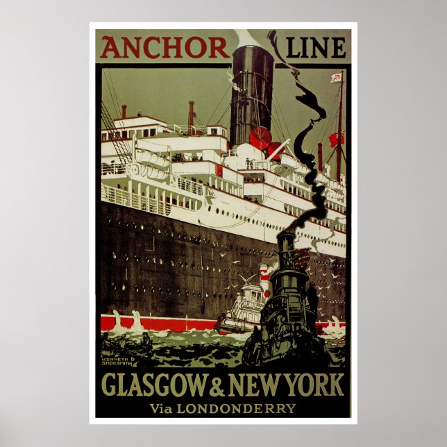 Poster Ligne Ancre ~ Glasgow-New York (Devant)