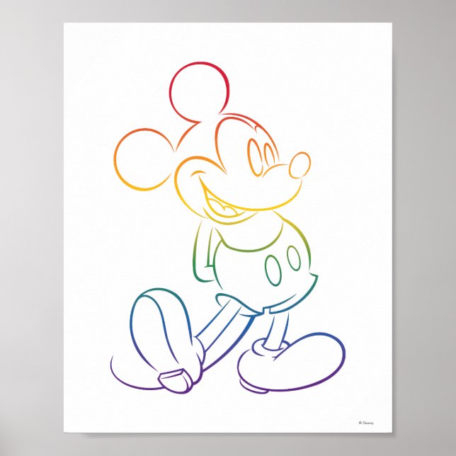 Poster Ligne Arc-en-ciel classique Mickey (Devant)