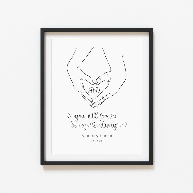 Poster Ligne Art Coeur forme mains Couple (Créateur téléchargé)