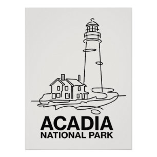 Poster Ligne artistique du phare du parc national d'Acadi