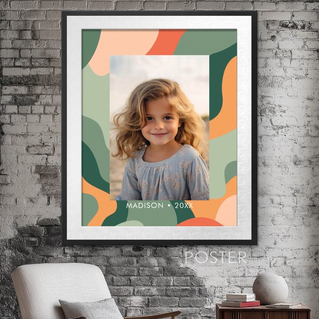 Poster Ligne biologique Art Abstrait - 1 Photo Jade Tange (Photo Collage Wall Art - personalize your own design)