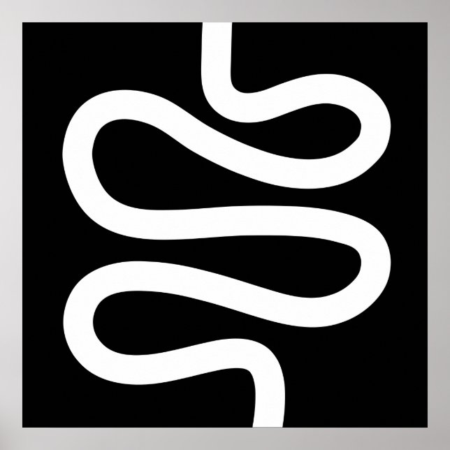 Poster Ligne courbe - Blanc sur noir (Devant)