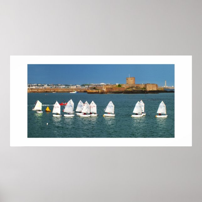 Poster Ligne de bateaux optimistes (Devant)