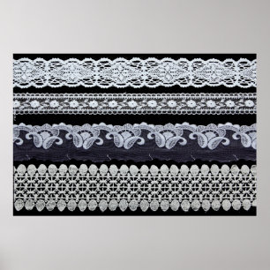 Poster Ligne de dentelle vintage, fleurs ornementales (vr