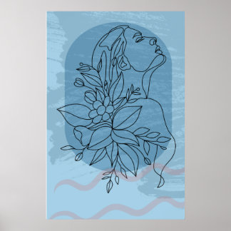 Poster Ligne de dessin Boho Woman Art moderne mur