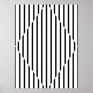 Poster Ligne de diamant d'illusion optique Noir Blanc