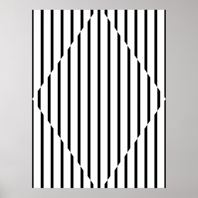 Poster Ligne de diamant d'illusion optique Noir Blanc (Devant)