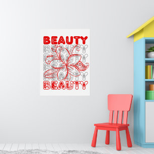 Poster Ligne de fleurs de beauté Design de typographie