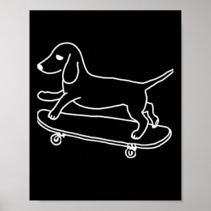 Poster Ligne de planche à roulettes de teckel Chiweenie