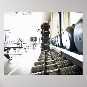 Poster Ligne de poids libres au premier plan et exercice