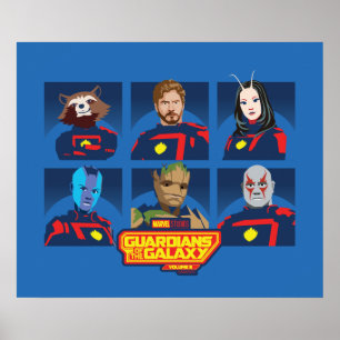 Poster Ligne de profil d'équipe des Gardiens de la Galaxi