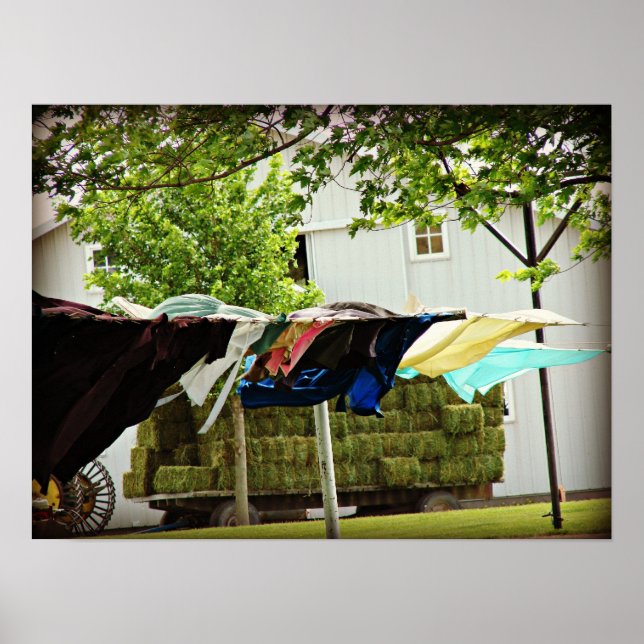 Poster Ligne de vêtements Amish et Hay Wagon (Devant)